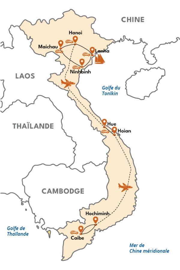 le vietnam en famille - carte